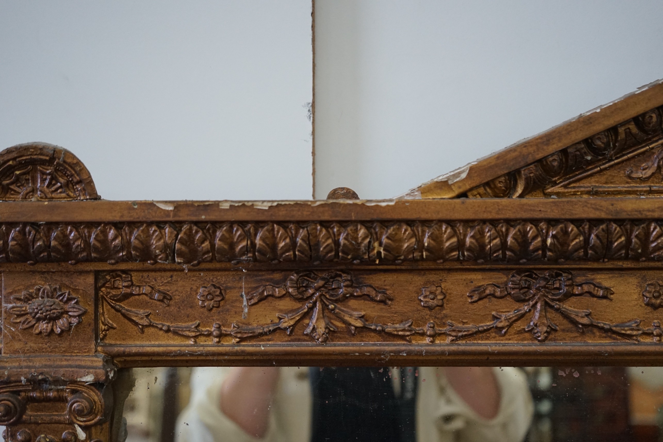 A Victorian giltwood and gesso overmantel mirror, width 119cm, height 151cm